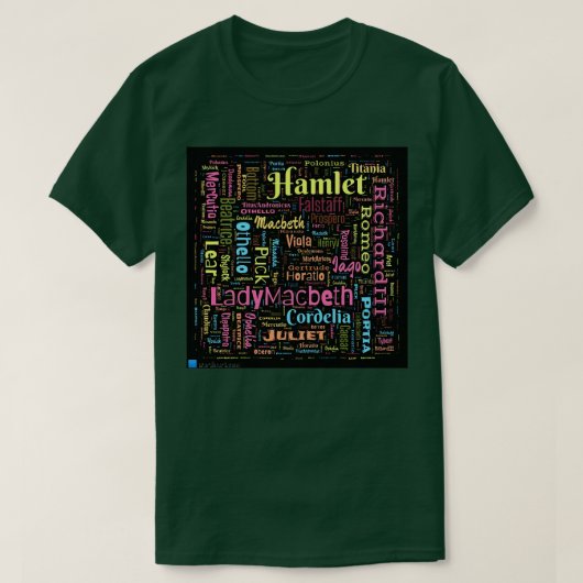Shakespeare Cast of Characters T-shirt (Design voorkant)