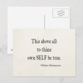 Shakespeare citaat aan denkt eigen ware citaten briefkaart (Voorkant / Achterkant)