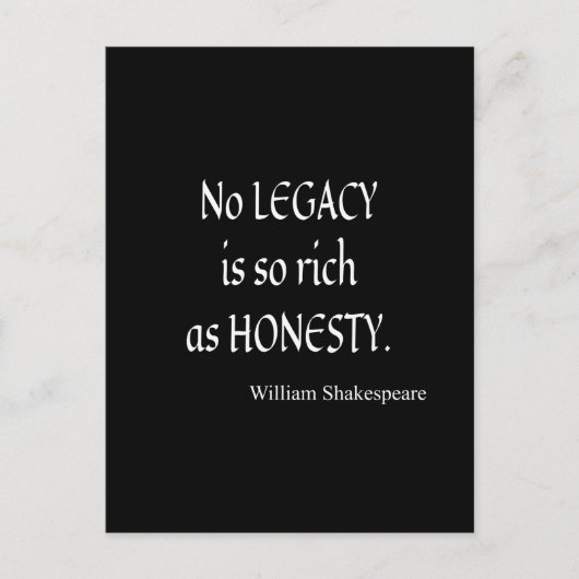 Shakespeare citeert geen erfenis zo rijk als eerli briefkaart (Voorkant)