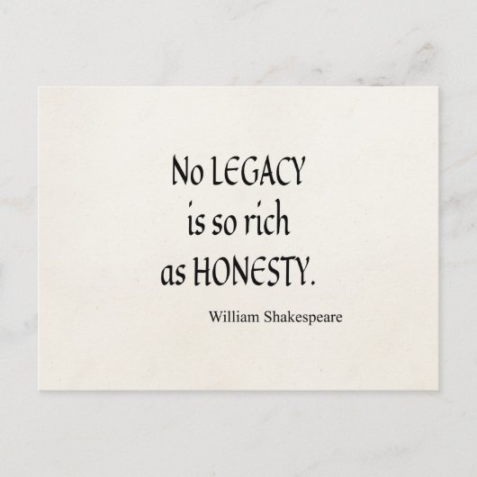 Shakespeare citeert geen erfenis zo rijk als eerli briefkaart (Voorkant)