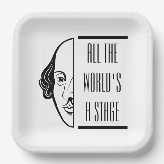 Shakespeare citeert het wereldtoneel papieren bordje (Voorkant)
