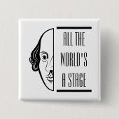 Shakespeare citeert het wereldtoneel vierkante button 5,1 cm (Voorkant)