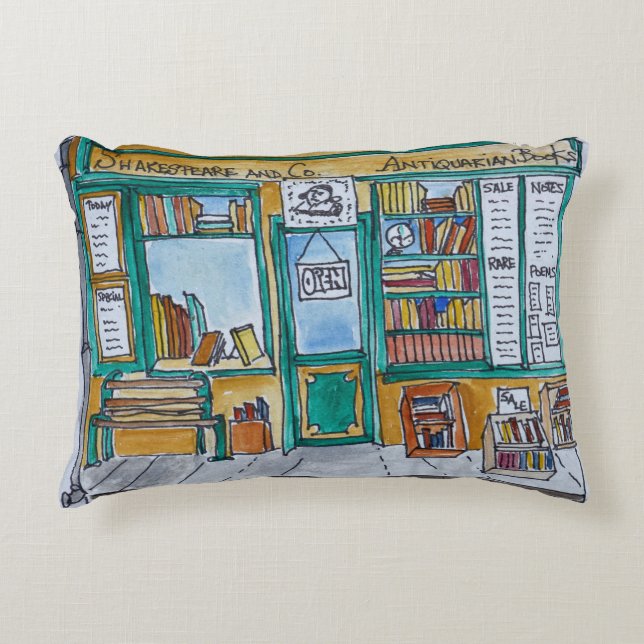 Shakespeare & Co. Boekwinkel | Seine, Parijs Accent Kussen (Voorkant)