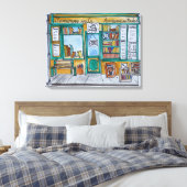 Shakespeare & Co. Boekwinkel | Seine, Parijs Canvas Afdruk (Insitu (Slaapkamer))