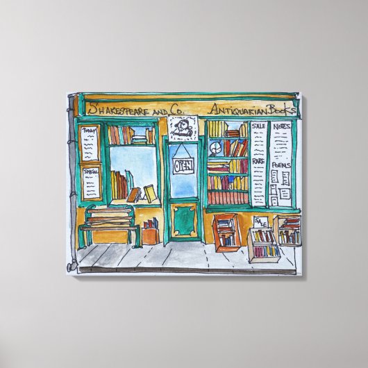 Shakespeare & Co. Boekwinkel | Seine, Parijs Canvas Afdruk (Voorkant)