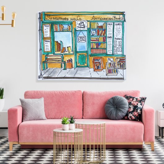 Shakespeare & Co. Bookstore | Seine, Parijs Canvas Afdruk (Insitu (Woonkamer))