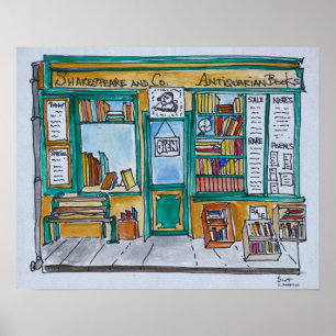 Shakespeare & Co. Bookstore Seine, Parijs Poster