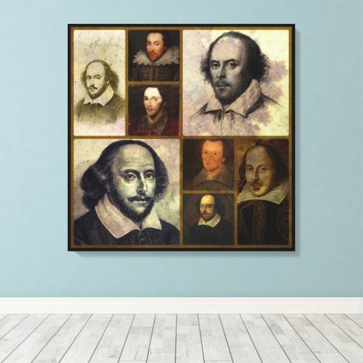 Shakespeare Collage Wrapped Canvas Print (Insitu (Houten vloer))