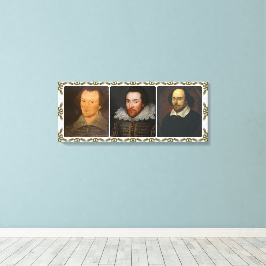Shakespeare Collage Wrapped Canvas Print (Insitu (Houten vloer))
