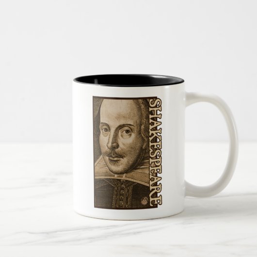 Shakespeare Droeshout Engravings Tweekleurige Koffiemok (Rechts)