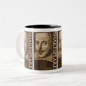 Shakespeare Droeshout Engravings Tweekleurige Koffiemok (Voorkant links)