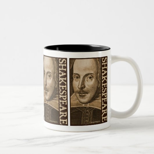 Shakespeare Droeshout Engravings Tweekleurige Koffiemok (Rechts)