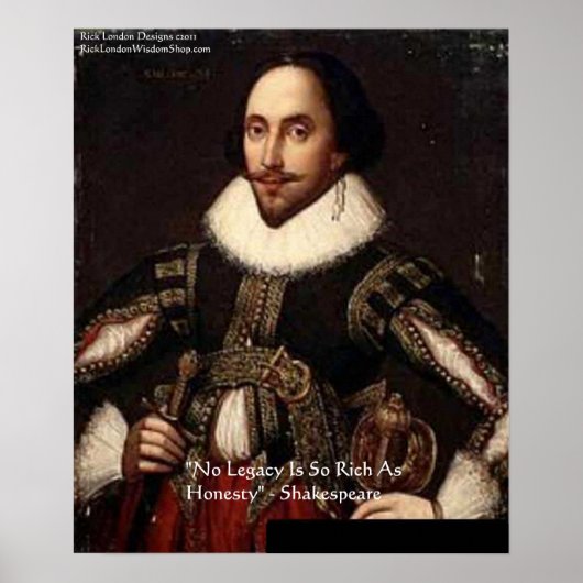 Shakespeare "Eerlijkheid Erfenis" Quote Poster (Voorkant)
