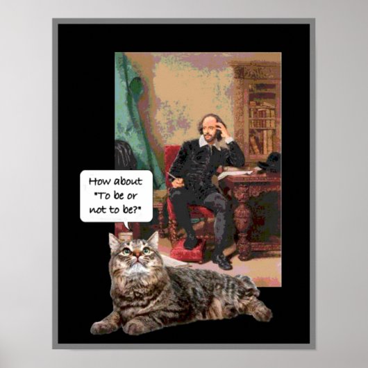 Shakespeare en zijn kat poster (Voorkant)