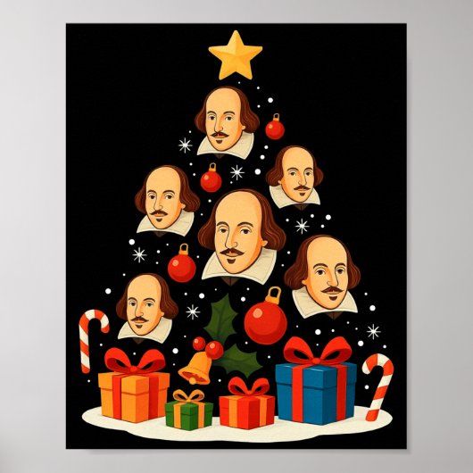 Shakespeare English Literature Christmas Tree Xmas Poster (Voorkant)