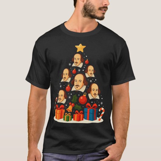 Shakespeare English Literature Christmas Tree Xmas T-shirt (Voorkant)