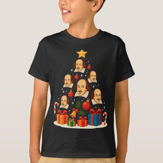 Shakespeare English Literature Christmas Tree Xmas T-shirt (Voorkant)