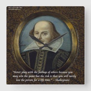 Shakespeare & Famous Feelings Quote Wall Clock Vierkante Klok