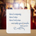 Shakespeare Friendship Quote Houten Kist Print<br><div class="desc">"Goed bedrijf,  goede wijn,  goed welkom kan goede mensen maken." Shakespeare citeert uit zijn spel Henry VIII.</div>
