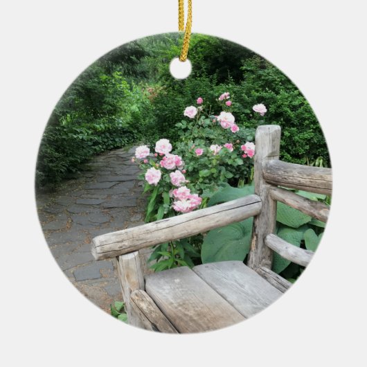 Shakespeare Garden Bench Rozen Central Park NYC Keramisch Ornament (Voorkant)