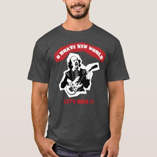 Shakespeare Guitar Rock Quote retro T-shirt (Voorkant)