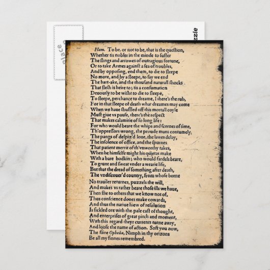 Shakespeare Hamlet Soliloquy Briefkaart (Voorkant / Achterkant)