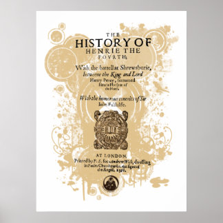 Shakespeare Henry IV Part I Quarto Front Piece Poster