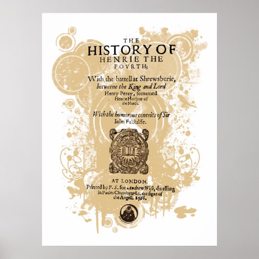 Shakespeare Henry IV Part I Quarto Front Piece Poster (Voorkant)