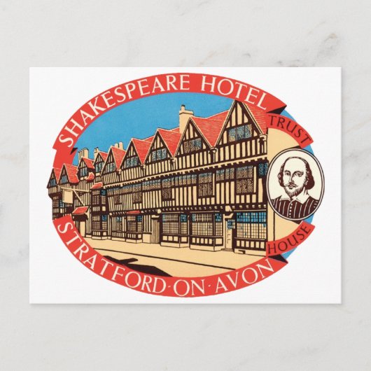 Shakespeare Hotel, Stratford on Avon Luggage Label Briefkaart (Voorkant)