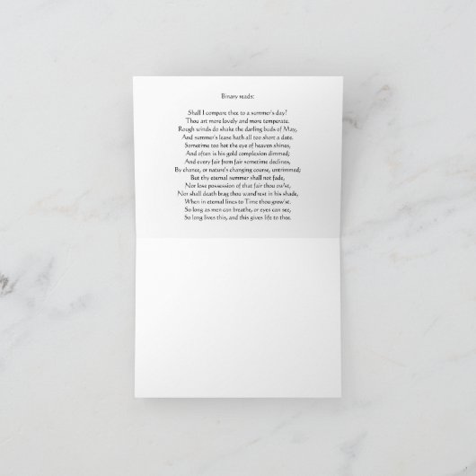 Shakespeare in Binaire Notecard Bedankkaart (Binnen)