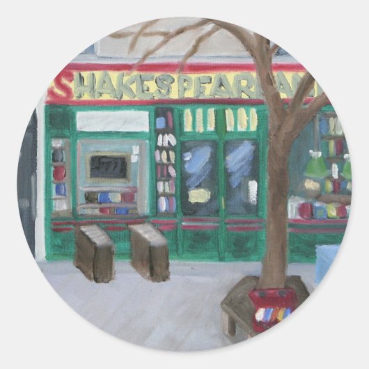 "SHAKESPEARE IN PARIJS" RONDE STICKER (Voorkant)