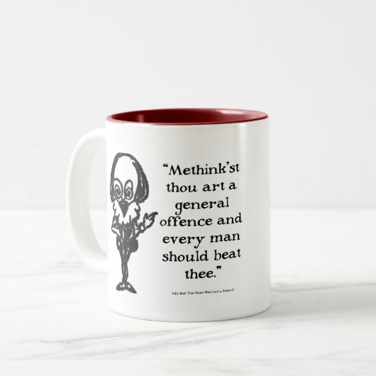 Shakespeare Insults - alles goed dat goed eindigt Tweekleurige Koffiemok (Voorkant links)