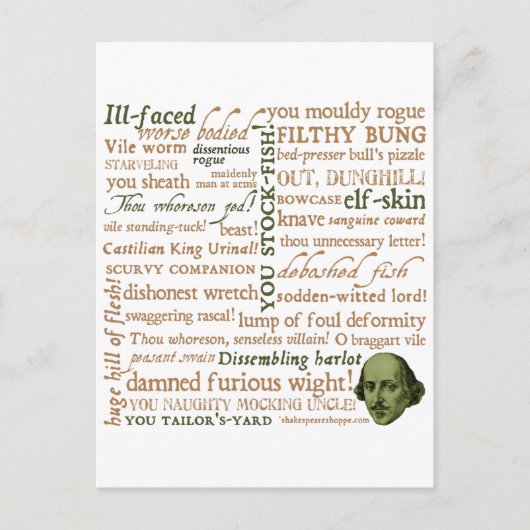 Shakespeare Insults Collectie Briefkaart (Voorkant)