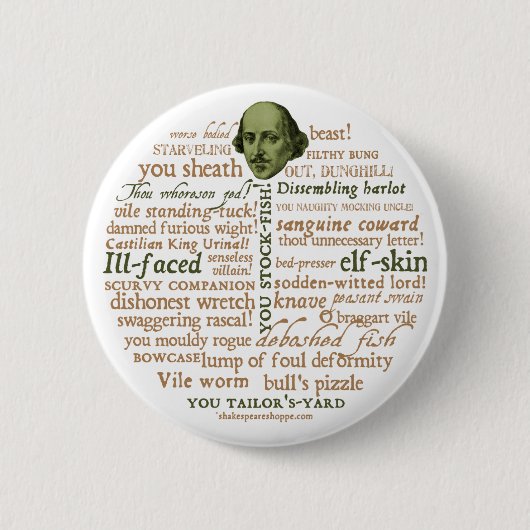 Shakespeare Insults Collectie Ronde Button 5,7 Cm (Voorkant)