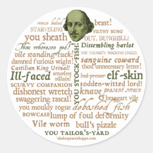 Shakespeare Insults Collectie Ronde Sticker