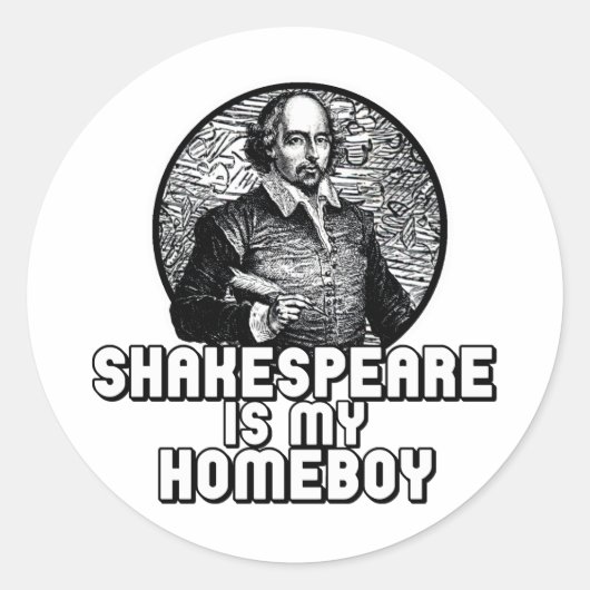 Shakespeare is mijn huisjongen ronde sticker (Voorkant)