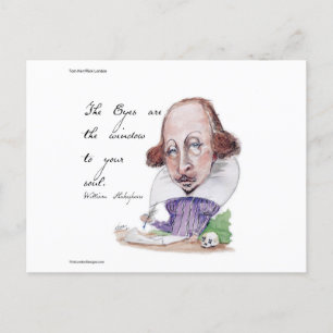 Shakespeare Karikatuur & De Tempest citaat Briefkaart