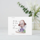 Shakespeare Karikatuur & De Tempest citaat  Briefkaart (Staand voorkant)