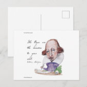 Shakespeare Karikatuur & De Tempest citaat  Briefkaart (Voorkant / Achterkant)