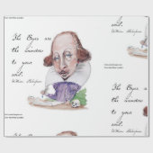 Shakespeare Karikatuur & Storm Citaat Cadeaupapier (Vlak)