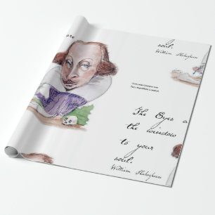 Shakespeare Karikatuur & Storm Citaat  Cadeaupapier