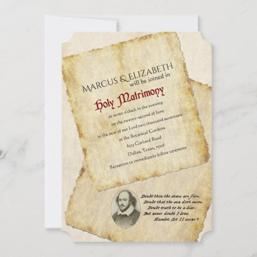 Shakespeare Liefde Citaten Bruiloft Uitnodiging (Achterkant)