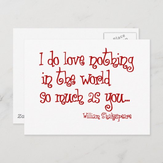 shakespeare liefde rood briefkaart (Voorkant / Achterkant)