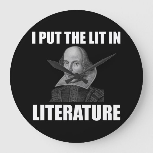 Shakespeare Literature Fan Funny Grote Klok (Voorkant)