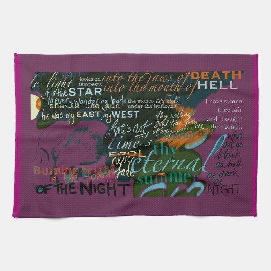 Shakespeare Love Poetry citeert Tea Towel Theedoek (Horizontaal)
