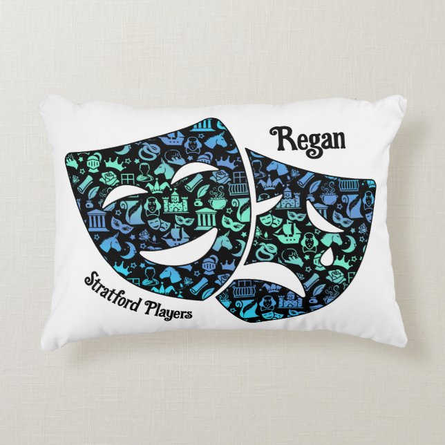 Shakespeare Lover Sierkussen Blauw Groen Zwart Accent Kussen (Voorkant)