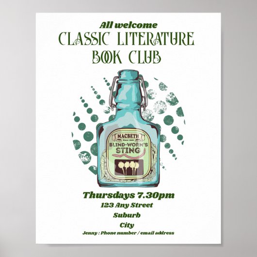 Shakespeare Macbeth Book Club Poster (Voorkant)
