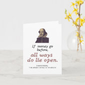 Shakespeare Money Quote Funny Nerd Afstuderen Kaart (Gele Bloem)