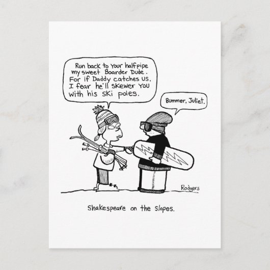 shakespeare on the slopes briefkaart (Voorkant)