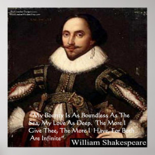 Shakespeare "Oneindige Liefde" Liefdescitaat Poste Poster